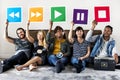 Diverse people together enjoying music Royalty Free Stock Photo