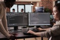 Diverse programming engineers developing html code Royalty Free Stock Photo