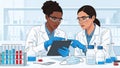 Diverse scientists collaborating in a modern laboratory with digital tablet Royalty Free Stock Photo