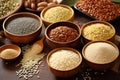 diverse seeds and grains for pongal, south indian harvest festival