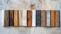 Diverse Selection of Flooring Samples on Textured Surface Highlighting Material Variety, Color, and Design Trends in Royalty Free Stock Photo