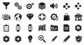 Diverse Set of Black Vector Icons for Web and App Design Royalty Free Stock Photo