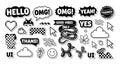 Collection of Black and White Comic Style Elements and UI Icons Royalty Free Stock Photo