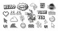 Collection of Black and White Comic Style Elements and UI Icons Royalty Free Stock Photo