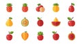 Collection of various fruits including pineapples apples pears and exotic fruits in a vibrant and colorful flat design style Royalty Free Stock Photo