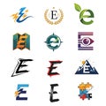 Diverse Set of Letter E Logo Designs Collection Royalty Free Stock Photo