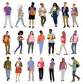 Diverse Set of multiracial students vector art.