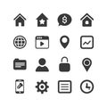 Diverse set of simple app related user interface icons Royalty Free Stock Photo