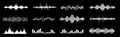 Diverse set sound waves, equalizer, voice assistant. Microphone voice control technology, voice and sound recognition