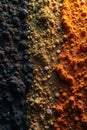 Diverse soil types displayed, highlighting differences , landscape, silty clay, agricultural soil