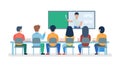 Diverse Student Group in Classroom, Interactive Learning, vector design Generative AI Royalty Free Stock Photo