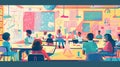 Diverse Students Collaborate on Innovative Projects in a Vibrant, Creative Classroom Setting, Showcasing Teamwork a