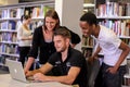 Diverse Students in College Campus Library