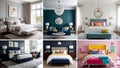 Diverse Styles of Old and Modern Bedroom Designs Royalty Free Stock Photo