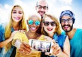 Diverse Summer Friends Fun Bonding Selfie Concept Royalty Free Stock Photo