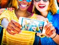 Diverse Summer Friends Fun Bonding Selfie Concept