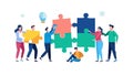 Diverse Team Assembling Puzzle, Group Problem-Solving, vector design Generative AI Royalty Free Stock Photo