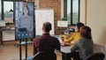 Diverse team attending business meeting on video conference Royalty Free Stock Photo