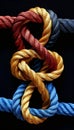 Diverse team building strong network with integrated rope concept on colorful background Royalty Free Stock Photo