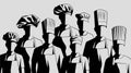 Diverse Team of Chefs Silhouettes in Chef Hats and Aprons Royalty Free Stock Photo