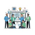 Diverse Team Collaborating on Artificial Intelligence Project with Data Analysis and Coding Royalty Free Stock Photo