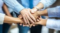 Business team hands together collaboration concept for success and achievement in company growth Royalty Free Stock Photo