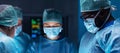 Diverse team of professional medical surgeons perform surgery in the operating room using high-tech equipment. Doctors Royalty Free Stock Photo