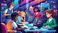 Diverse Team of Software Developers Working in a Modern Office Environment