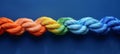 Diverse team strength and partnership through strong network rope concept on colorful background Royalty Free Stock Photo