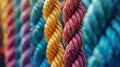 Diverse team strength unity and support through connected ropes in a colorful background Royalty Free Stock Photo