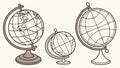 Diverse Terrestrial Globes Vector Set, World Geography Study, vector design Generative AI Royalty Free Stock Photo