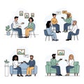 Diverse Therapy Sessions Depicted in Various Settings Royalty Free Stock Photo