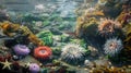 Diverse Underwater World of Sea Anemones and Corals Royalty Free Stock Photo