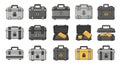 Diverse Vector Set of Security Cases, Briefcases, and Storage Boxes with Unexpected Contents Royalty Free Stock Photo