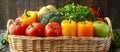 Diverse Vegetable Assortment in Wicker Basket Royalty Free Stock Photo