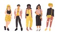 Diverse women. Girl power female group, doodle feminist empowerment concept, different international girls. Vector idea