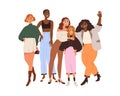 Diverse women portrait. Happy girls friends together. Woman group, community of different race, body, beauty. Sisterhood