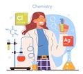 Diverse women in science concept. Female chemist doing an chemical