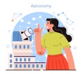 Diverse women in science. Female astronomer looking through a telescope Royalty Free Stock Photo