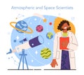 Diverse women in science. Female atmospheric and space scientist study