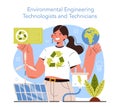 Diverse women in science. Female environmental engineer developing