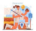 Diverse women in science. Female geoscientist study structure Royalty Free Stock Photo