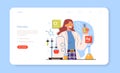 Diverse women in science web banner or landing page. Female chemist