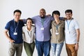 Diverse workers standing together smiling Royalty Free Stock Photo