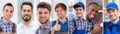 Diverse Workman Engineer Worker Collage Portrait Royalty Free Stock Photo