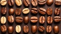 diverse world of coffee roasts with an assortment of beans laid out on a rustic wooden table Royalty Free Stock Photo