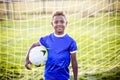 Diverse young boy on a youth soccer team