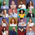 Diverse young people positive and negative emotions set Royalty Free Stock Photo