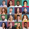 Diverse young people positive and negative emotions set Royalty Free Stock Photo