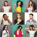 Diverse young people positive and negative emotions set Royalty Free Stock Photo